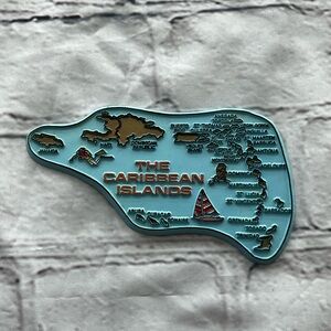 Caribbean Islands Map Magnet - Blue vintage